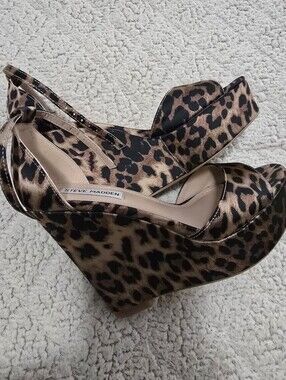 Steve Madden Leopard-Print Wedge Sandals - Brown/Black